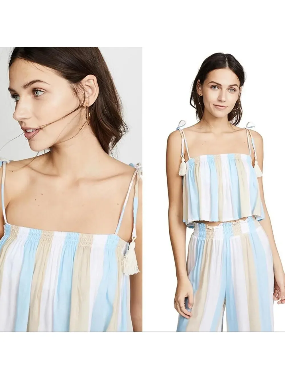 Coolchange Angel Seaside Stripe Swim Cover Up Set Ella Top Payton Culotte S NWT